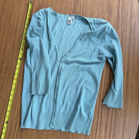 14th & Union Sweaters - 14th & Union Seafoam Green Cardigan | V-Neck | 3/4 Sleeve | Size Medium